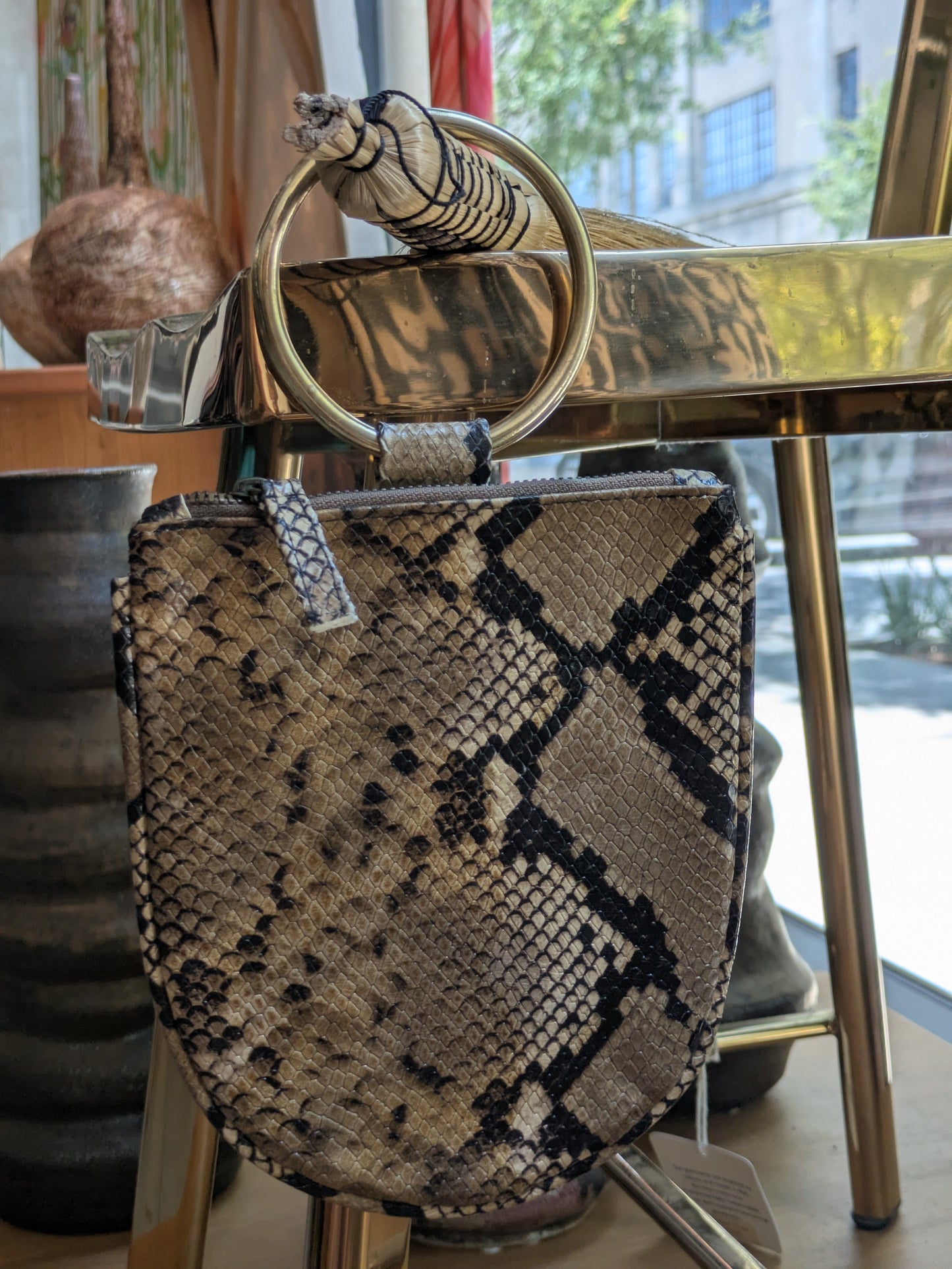Kim White - Metallic Mini Ring Wristlet - Snake/Crocodile